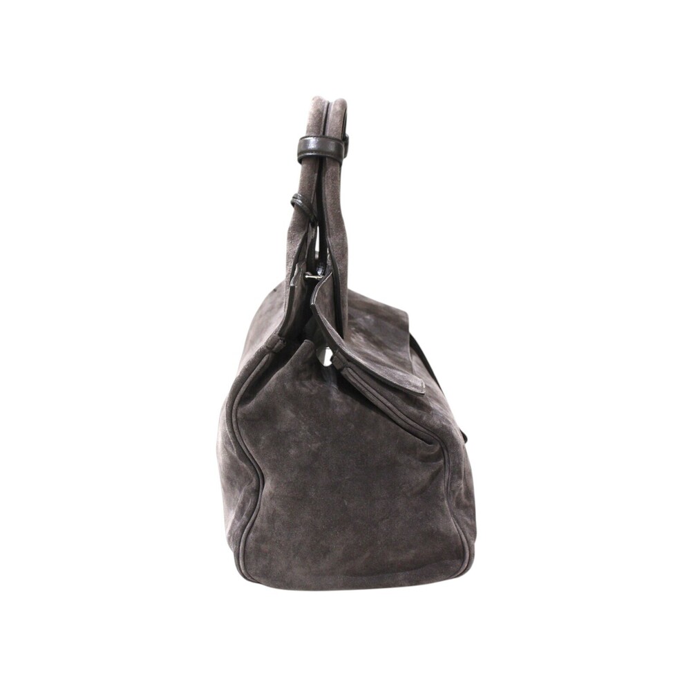 Salvatore Ferragamo Gancini shoulder strap suede Bag Studio gray - Picture 4 of 7